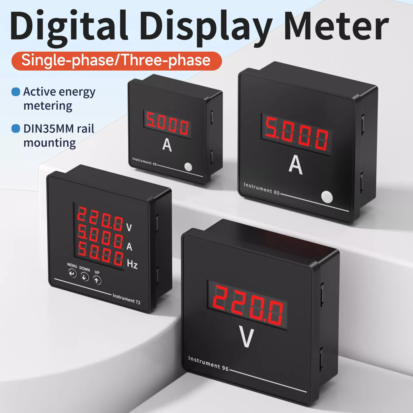 Trefaset digitalt display AC-måler