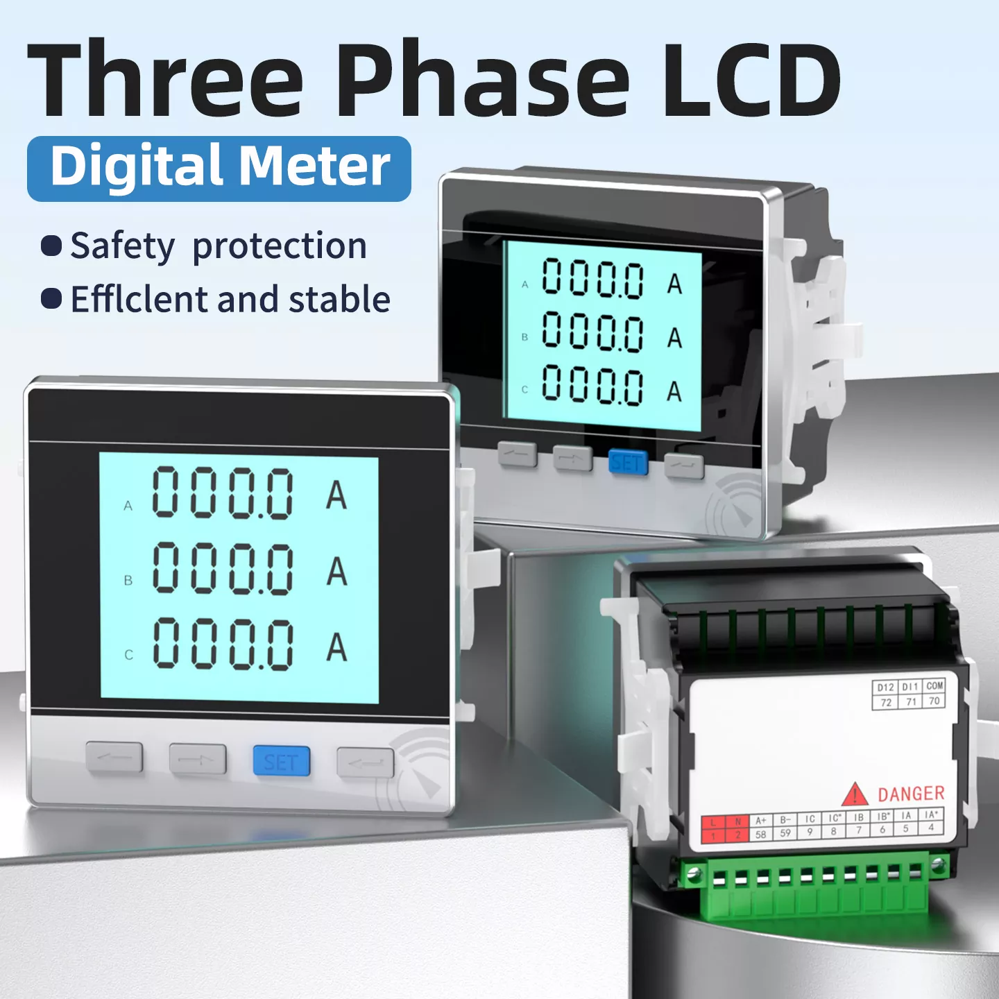 Trefaset LCD digitalmåler